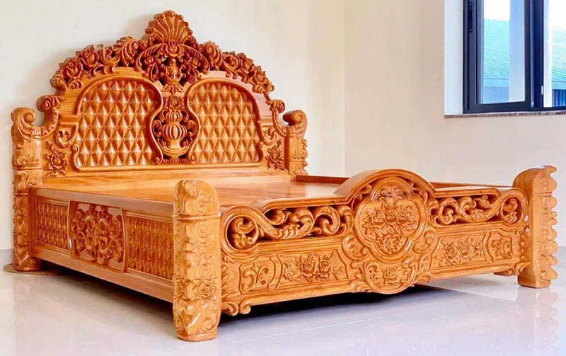 Giường gỗ tân cổ điển sang trọng