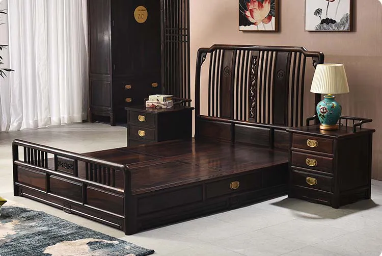 Giường ngủ gỗ mun tự nhiên cao cấp