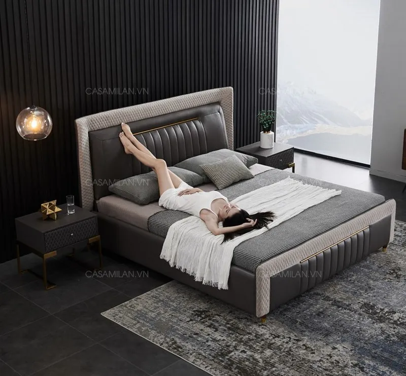 Giường ngủ bọc da hiện đại GD2206