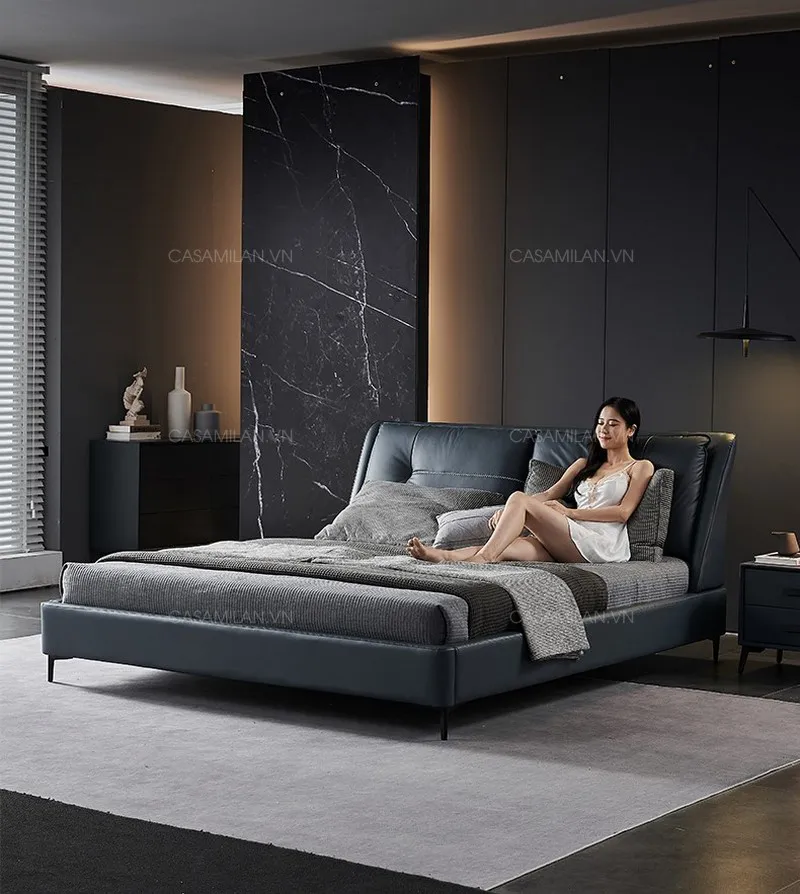 Giường bọc da đẹp thiết kế hiện đại sang trọng