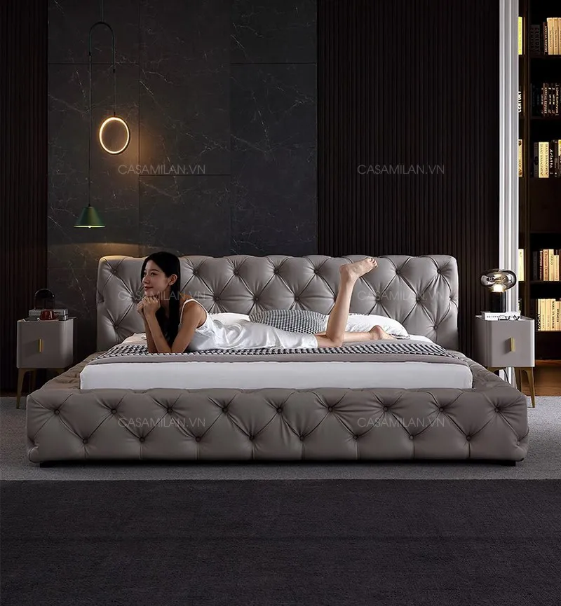 Giường bọc da đa dạng màu sắc GD2215