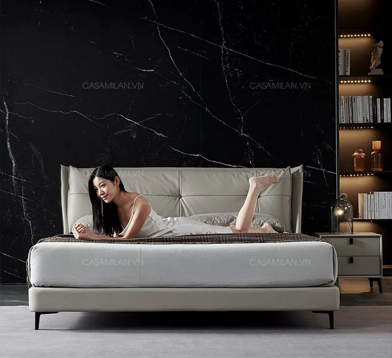 Giường da hiện đại tạo không gian phòng ngủ đẳng cấp