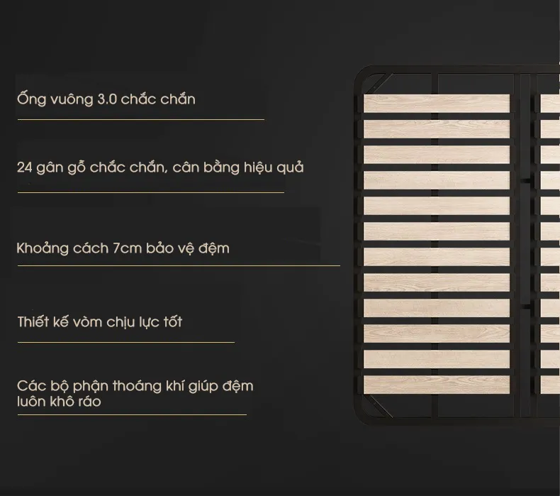 Dát giường ngủ cao cấp chịu lực tối GD321