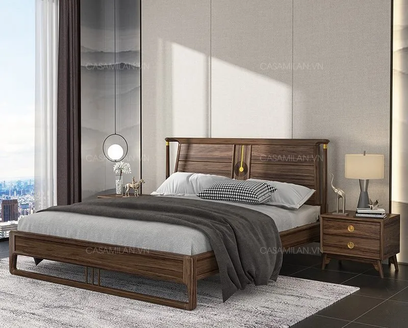 Giường gỗ sồi tự nhiên hiện đại GG2207