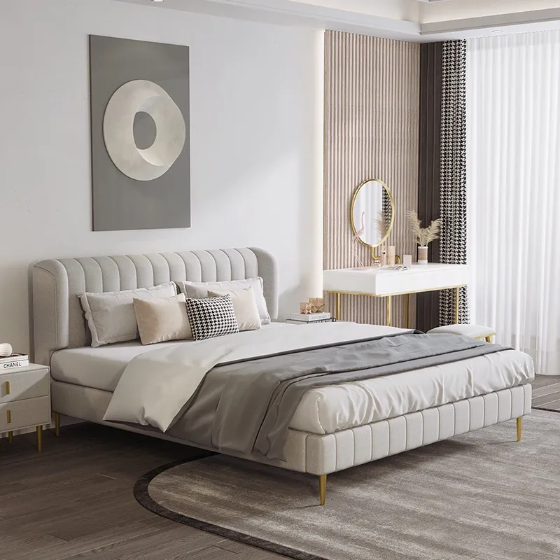 Giường bọc nỉ đơn giản ít họa tiết