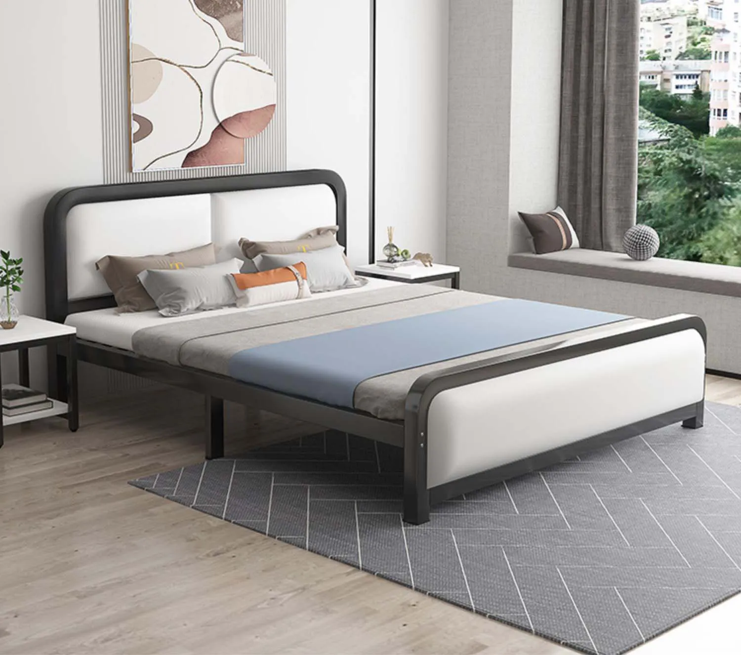 Mẫu giường ngủ sắt hộp vuông cao cấp cho phòng ngủ
