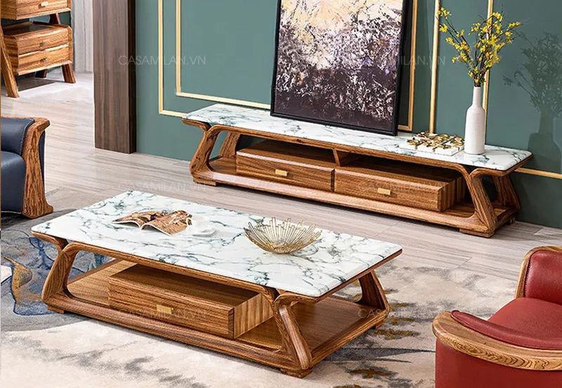 Bàn trà sofa mặt đá đang được ưa chuộng trên thị trường nội thất KT4107