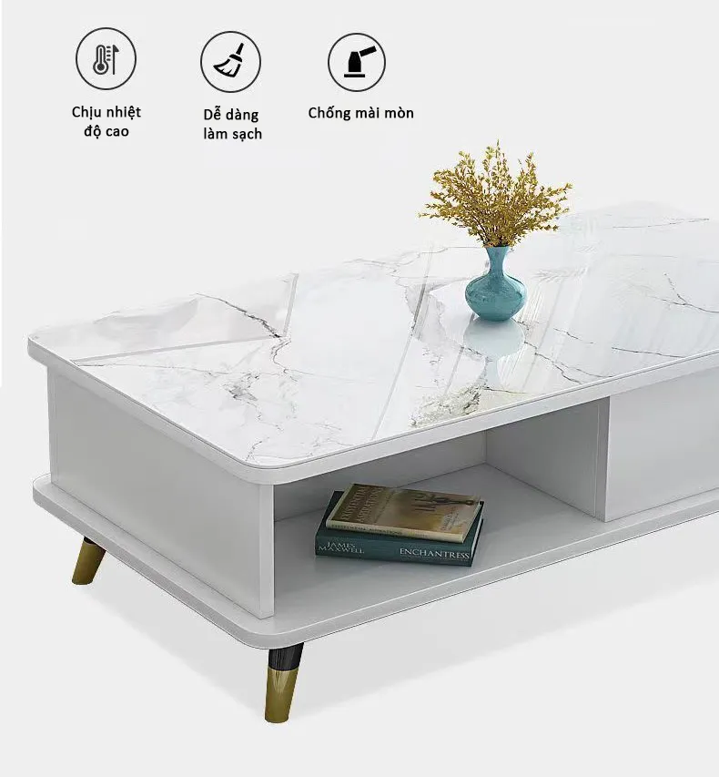 Chân bàn trà gỗ cao thông thoáng dễ dàng vệ sinh gầm bàn