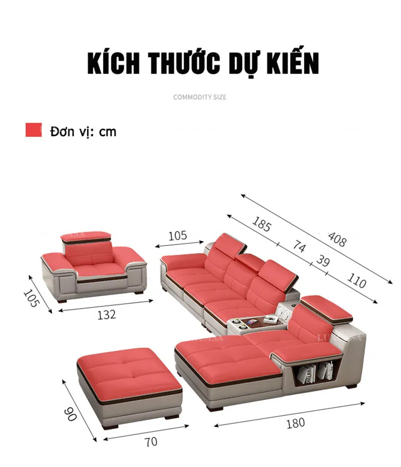 Kích thước chuẩn sofa thông minh ST6
