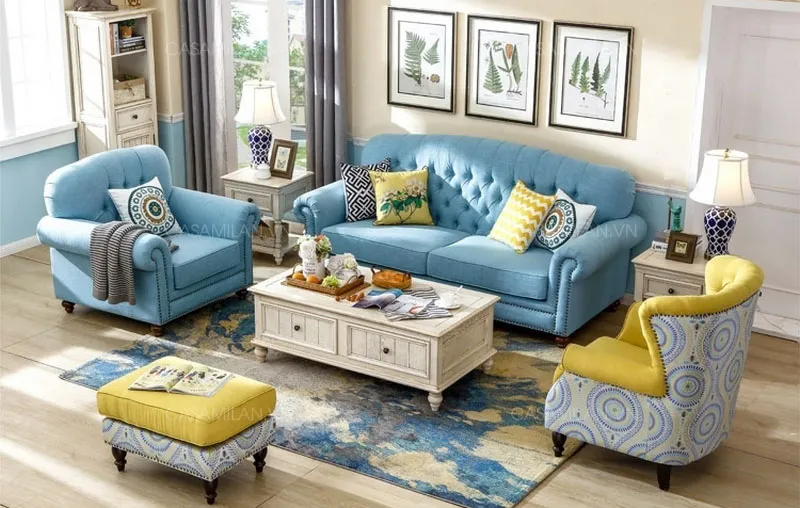 Ghế Sofa Tân Cổ Điển Vải Nỉ Đẹp STC1402