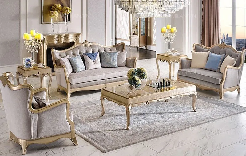 Ghế Sofa Tân Cổ Điển Vải Nỉ STC1411