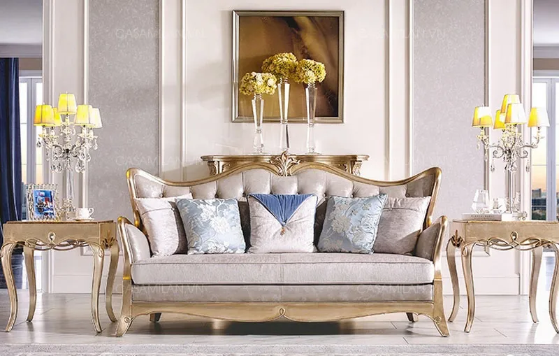 Ghế Sofa Tân Cổ Điển Vải Nỉ STC1411