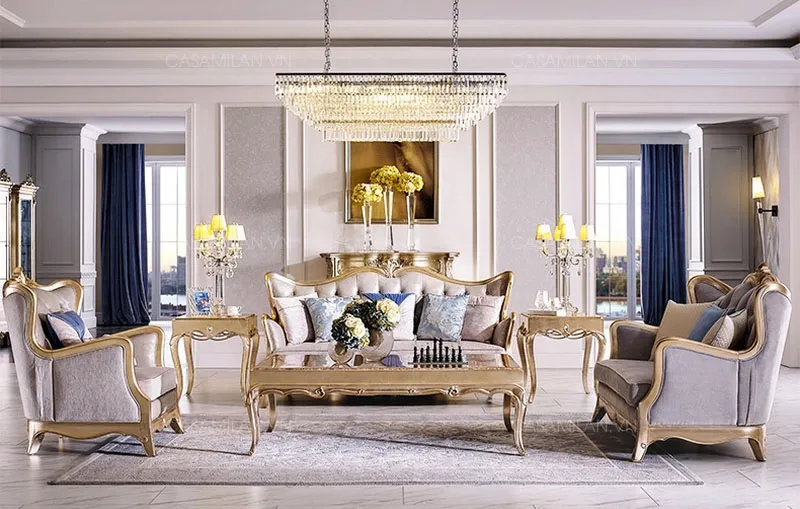 Ghế Sofa Tân Cổ Điển Vải Nỉ STC1411